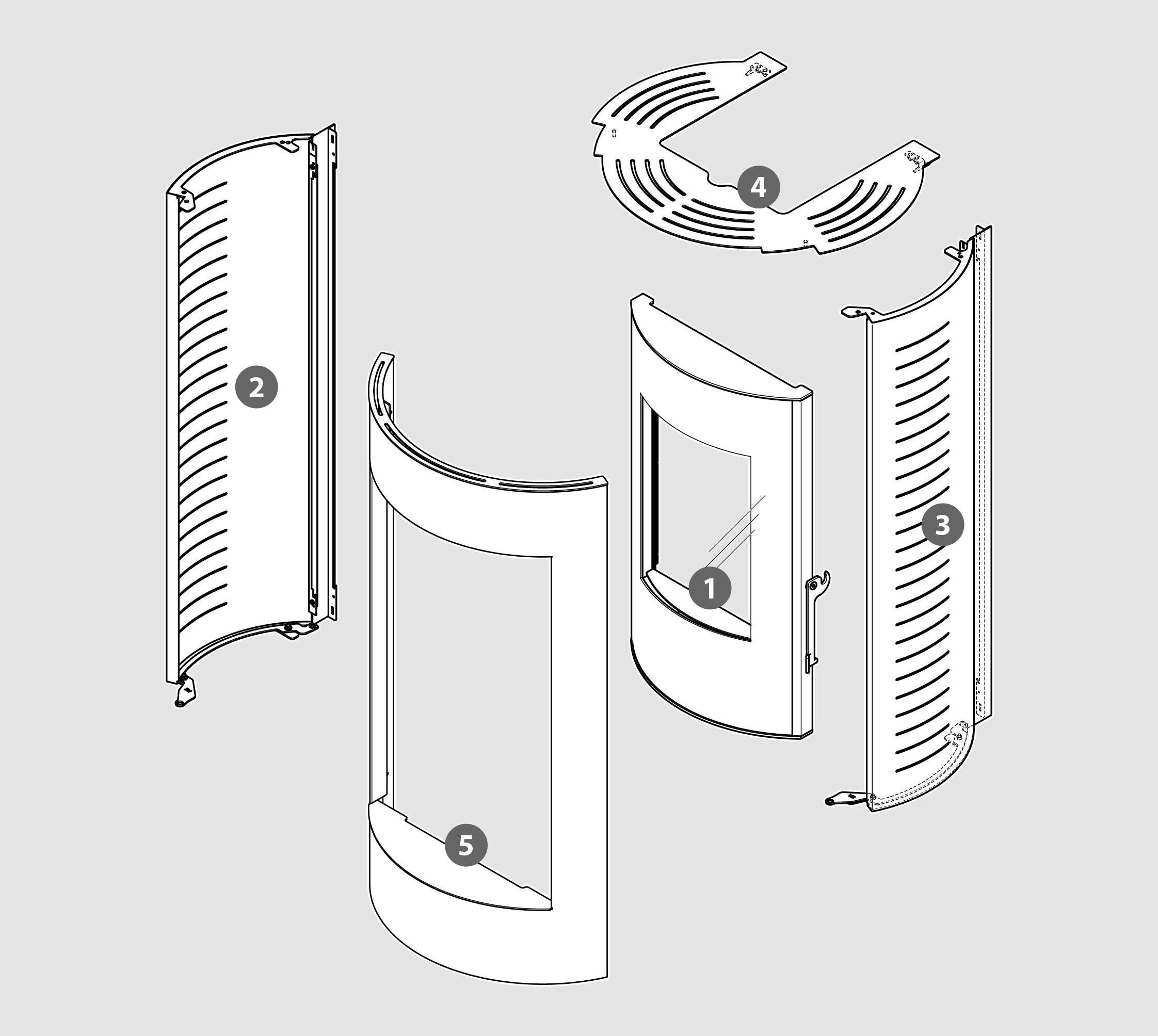 Vue éclatée Kit Habillage MONDE XW (acier verni) rouille - 2060904808