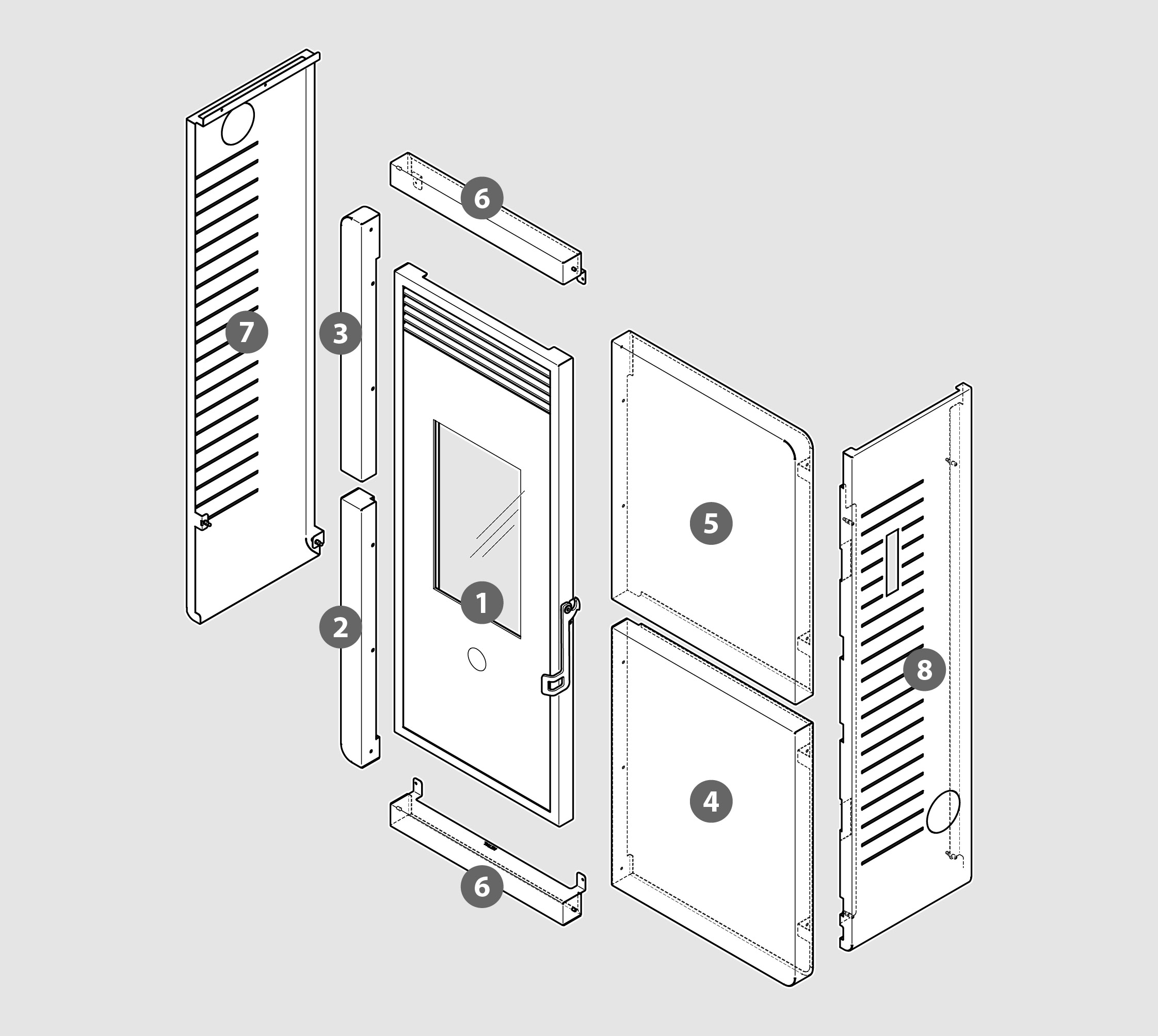 Vue éclatée Kit Habillage DARTH (acier verni) gris metallisé - 2060914102
