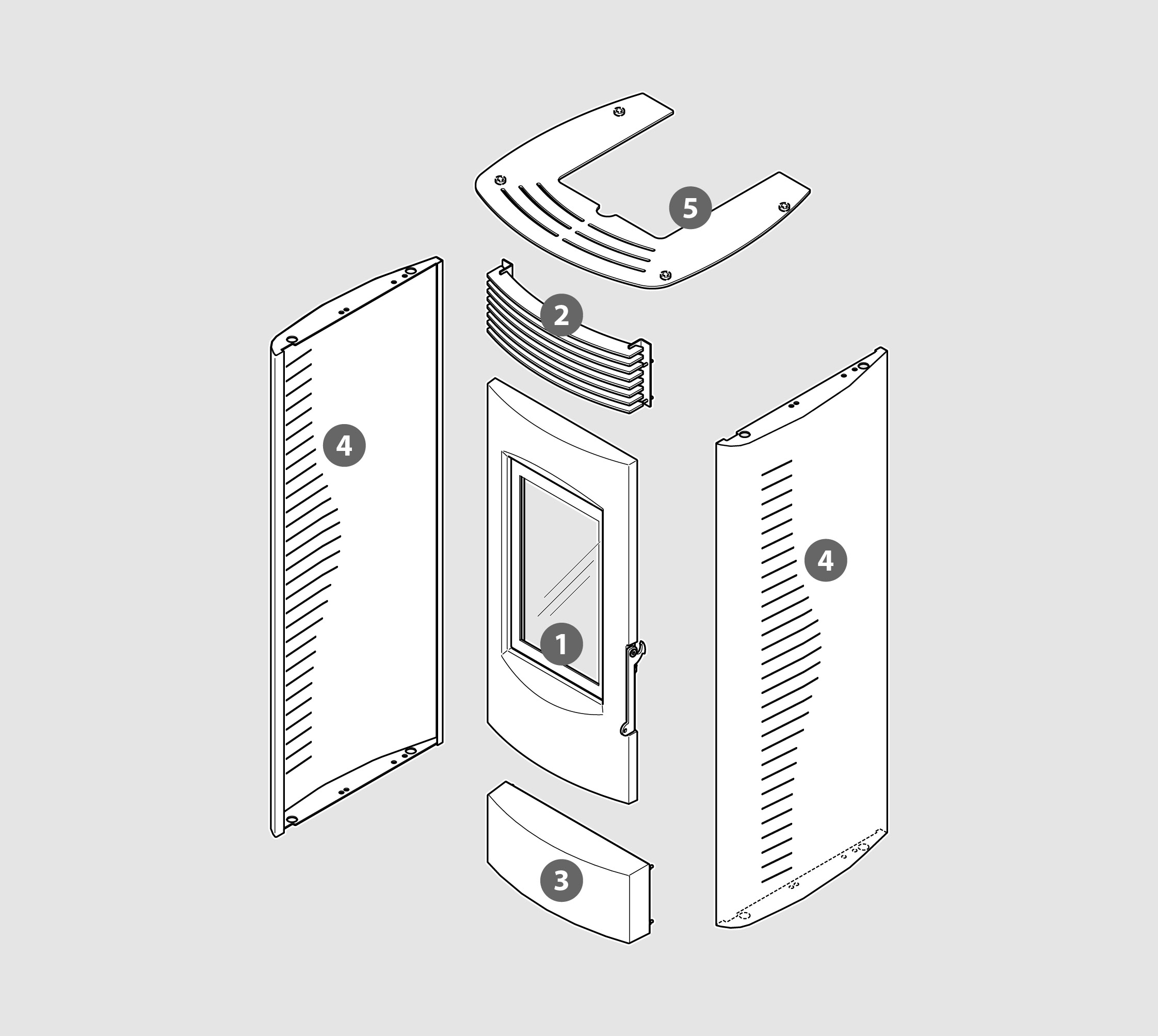 Vue éclatée Kit Habillage STEEL-2 (acier verni) blanc - 2060916007