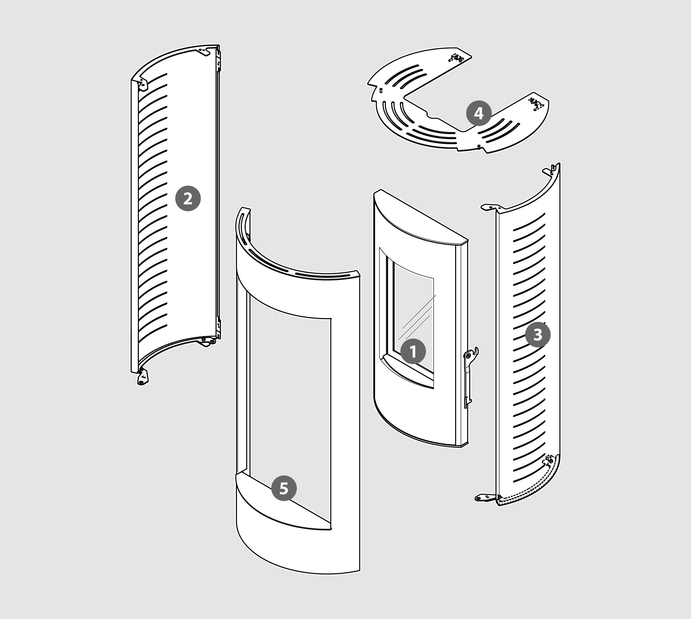 Vue éclatée Kit Habillage MONDE-2 (acier verni) noir - 2060916300