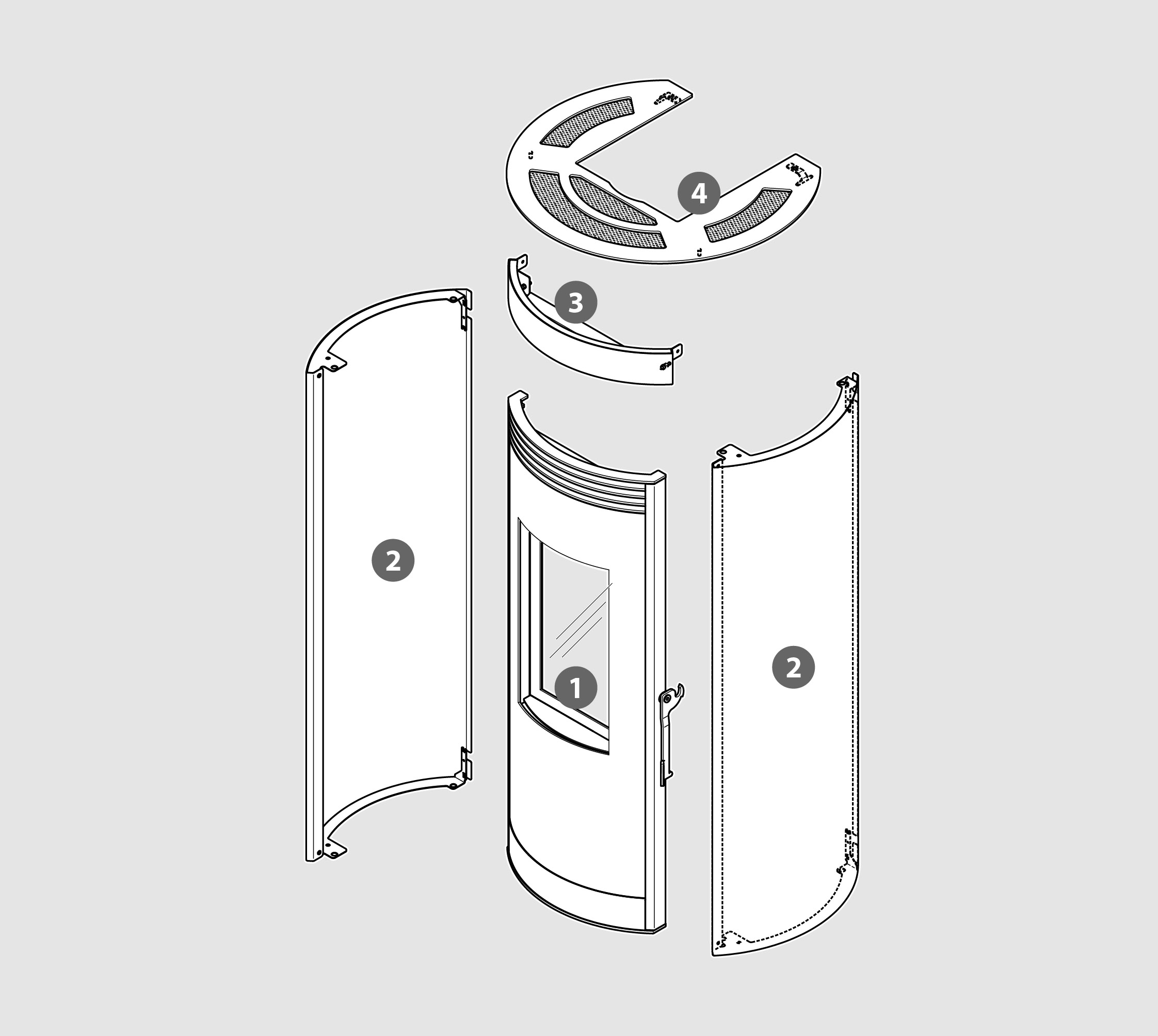 Vue éclatée Kit Habillage RADIUS (acier verni) gris metallisé - 2060916902