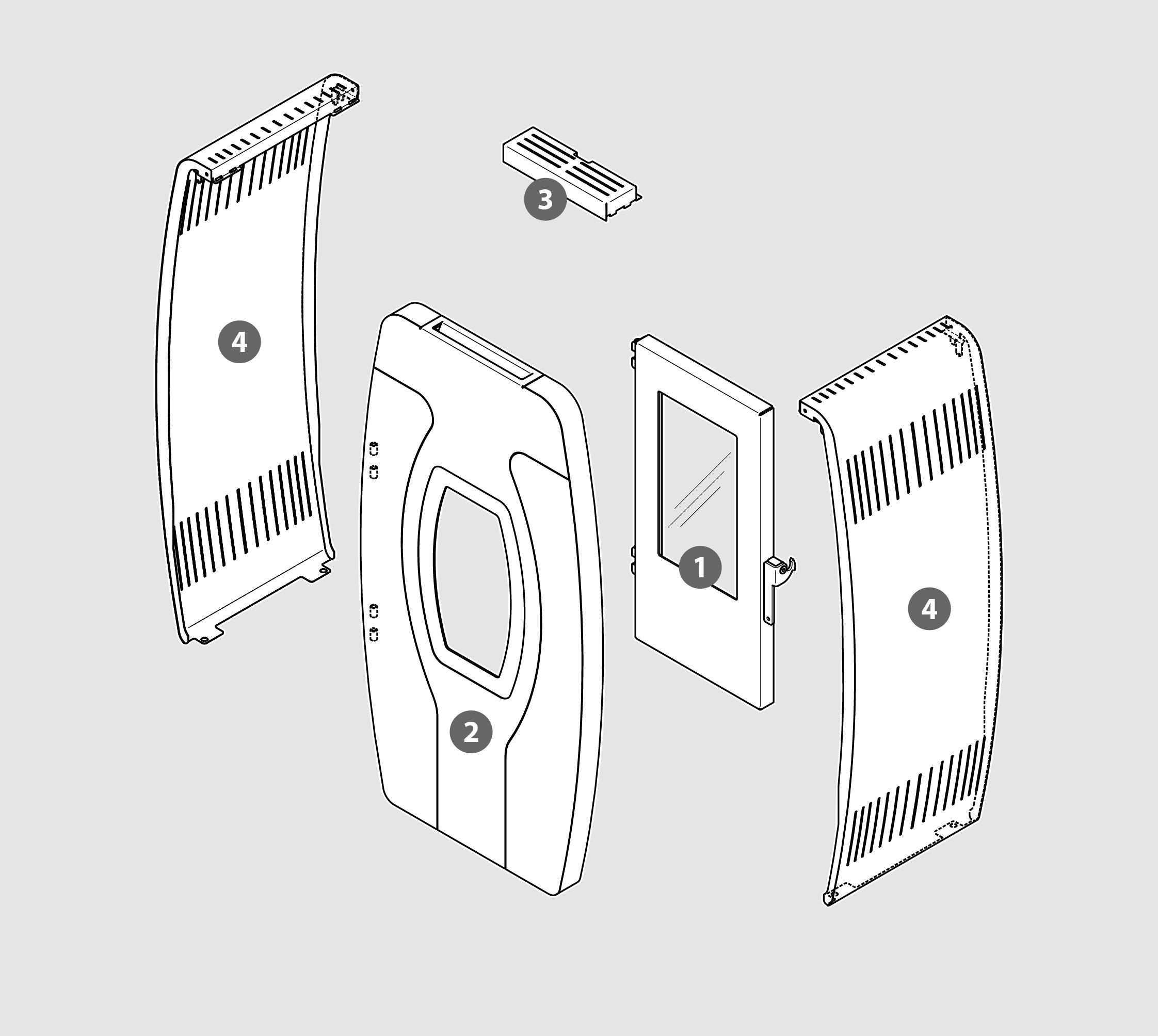 Vue éclatée Kit Habillage COCOON-2 (acier verni) gris metallisé - 2060918002