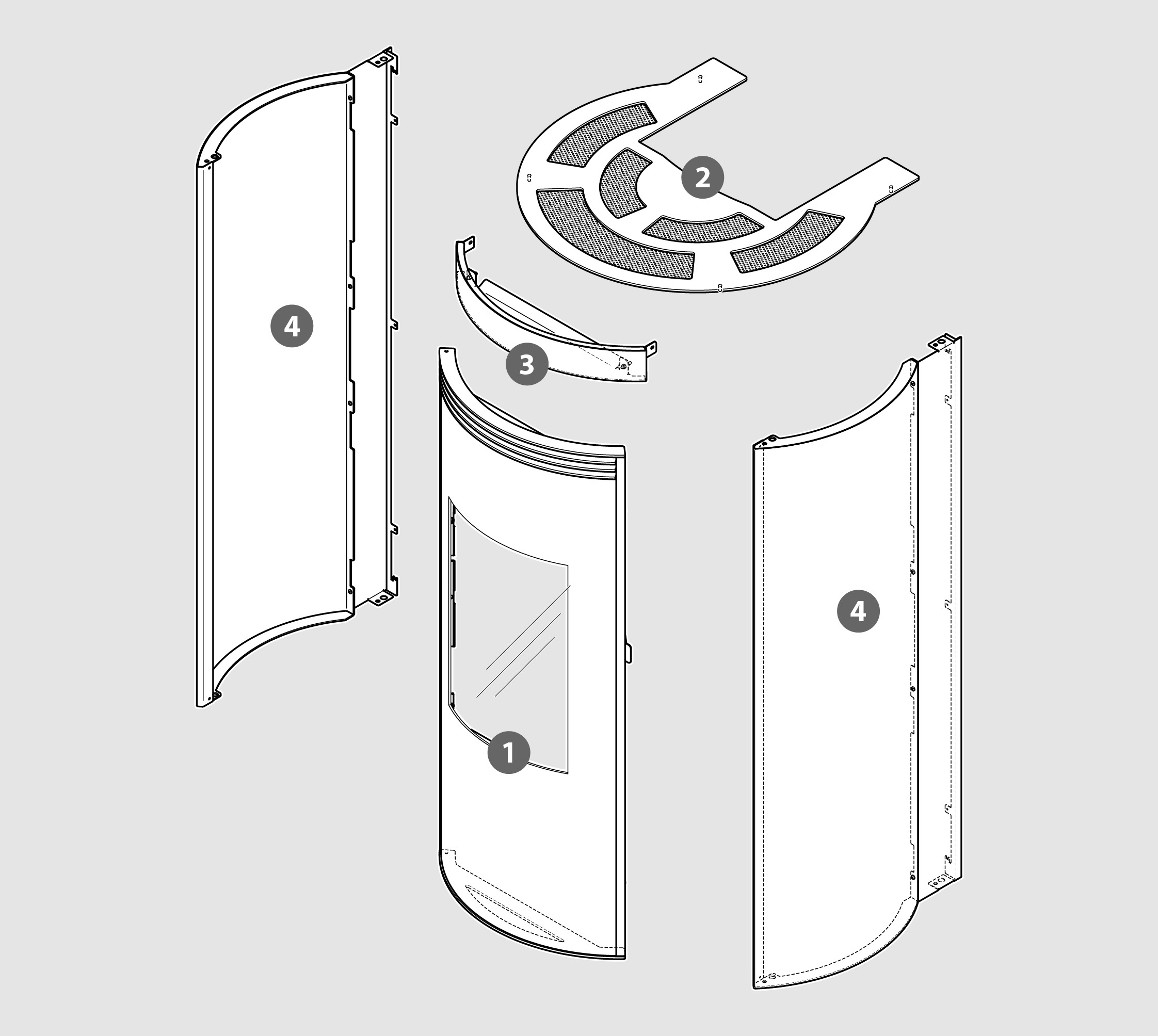 Vue éclatée Kit Habillage RADIUS ED (acier verni) greige - 2060919345