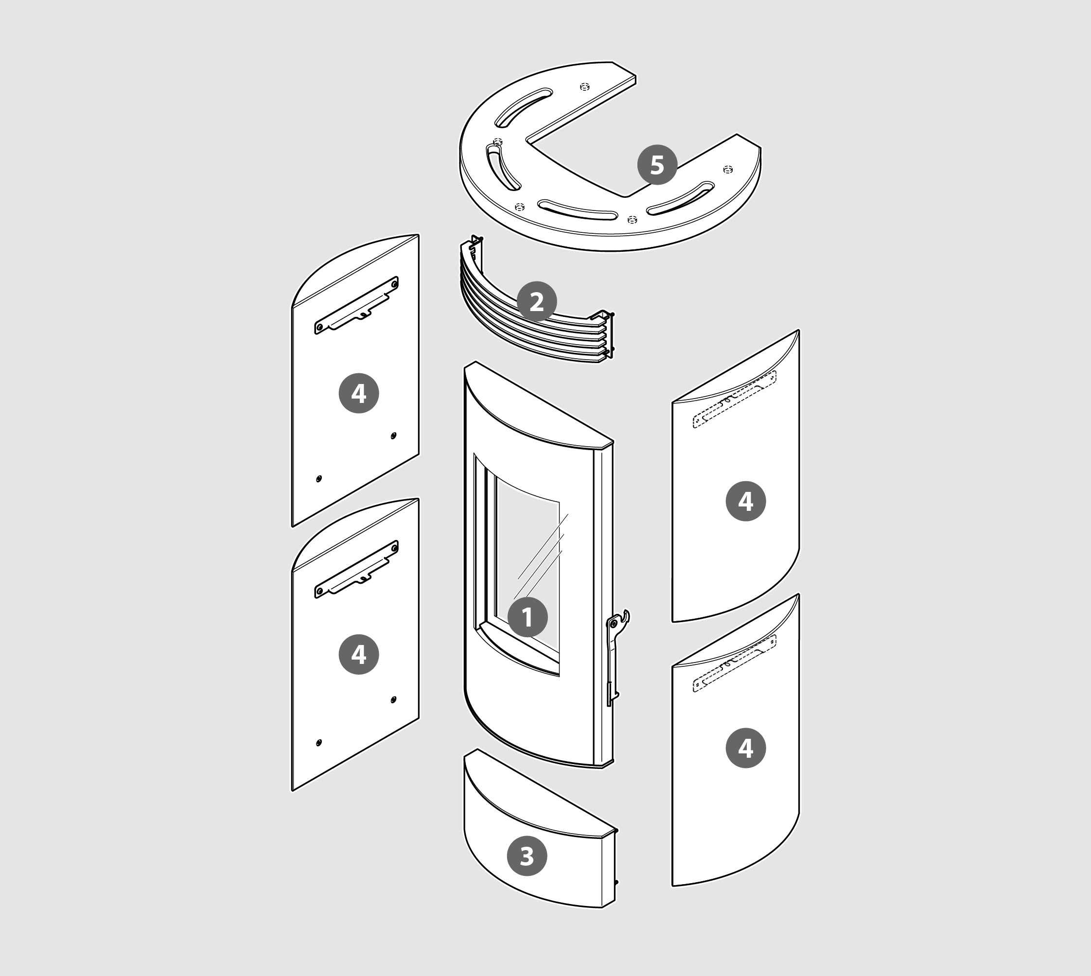 Vue éclatée Kit Habillage DRUM-2 steatite - 2061918772