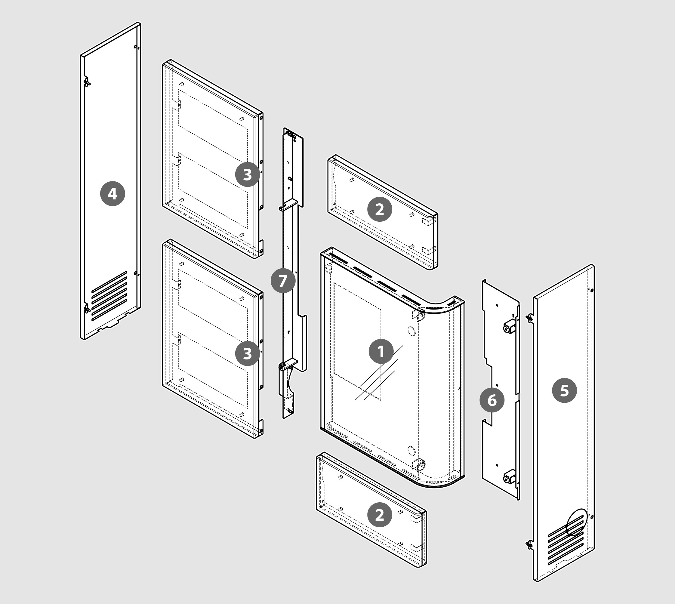 Vue éclatée Kit habillage ANDO (faience STEATITE) - 2061920372