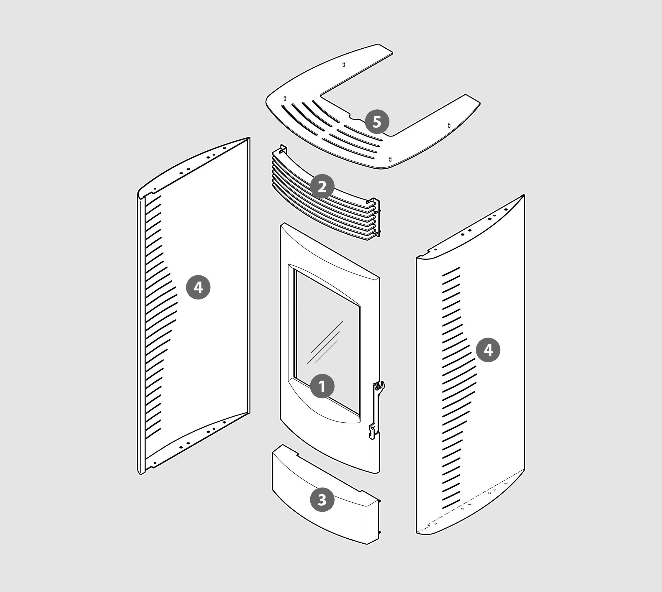 Vue éclatée Kit Habillage STEEL XW (acier verni) gris metallisé - 2062900802