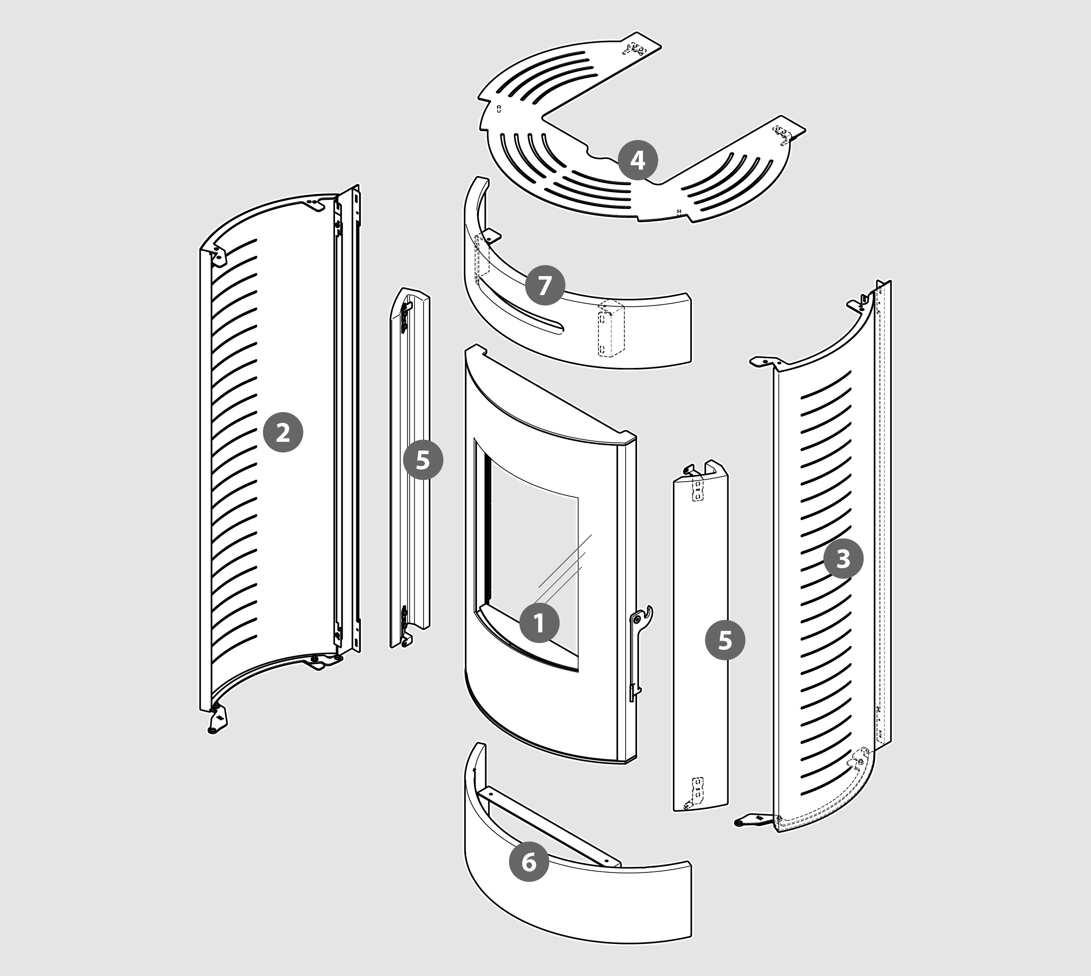 Vue éclatée Kit Habillage ILE XW (faïence) gris - 2062905038