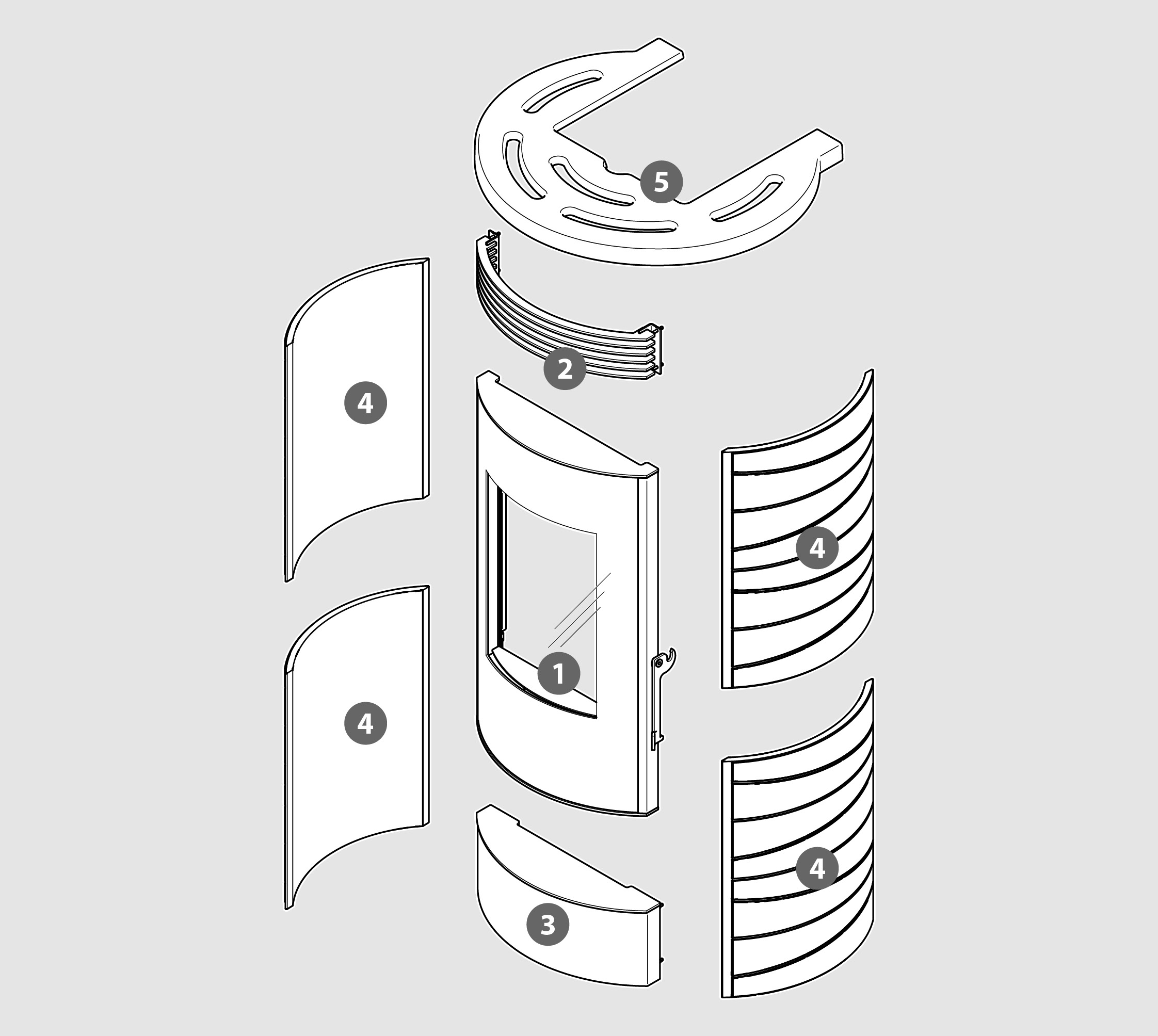 Vue éclatée Kit Habillage DRUM XW (faïence) blanc opaque - 2062910602