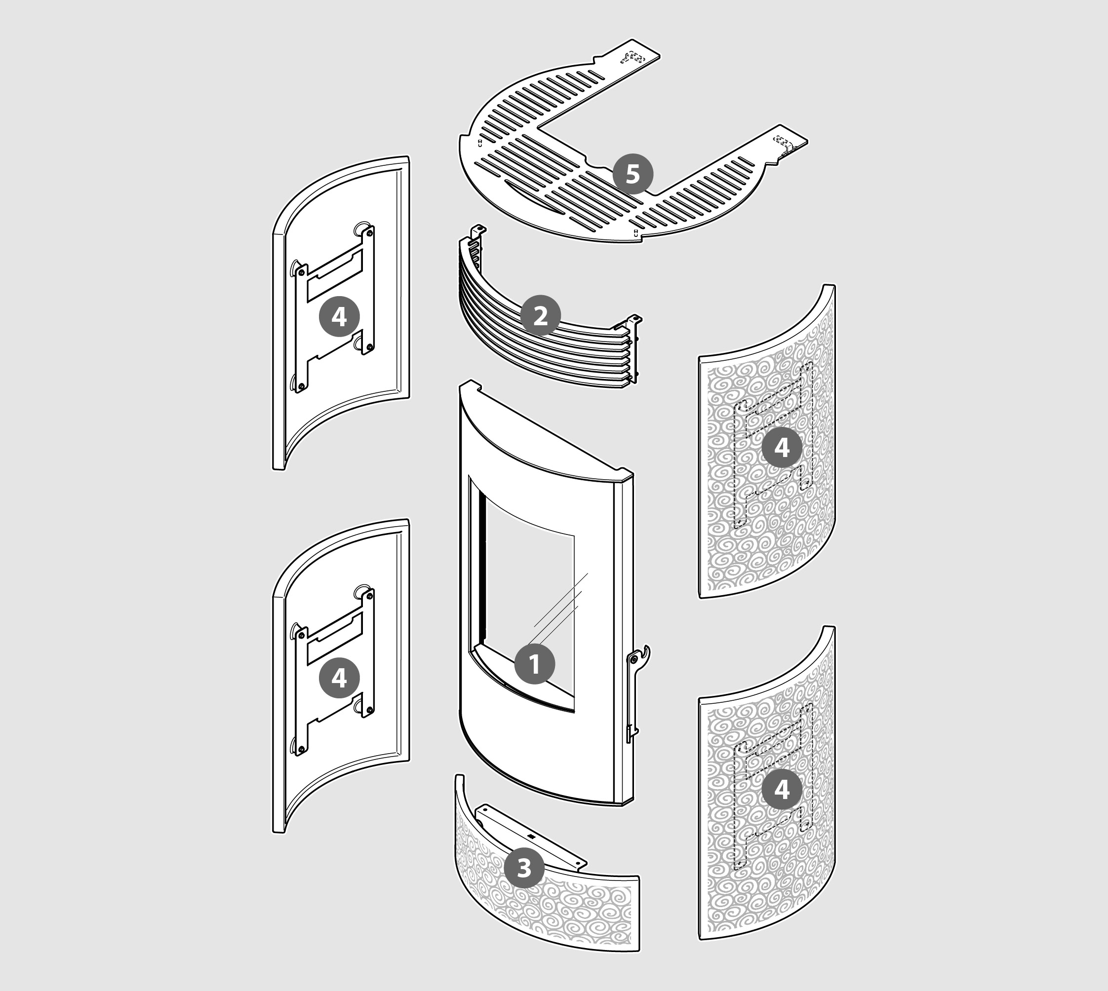 Vue éclatée Kit Habillage HAN XW (faïence) blanc opaque - 2062914802