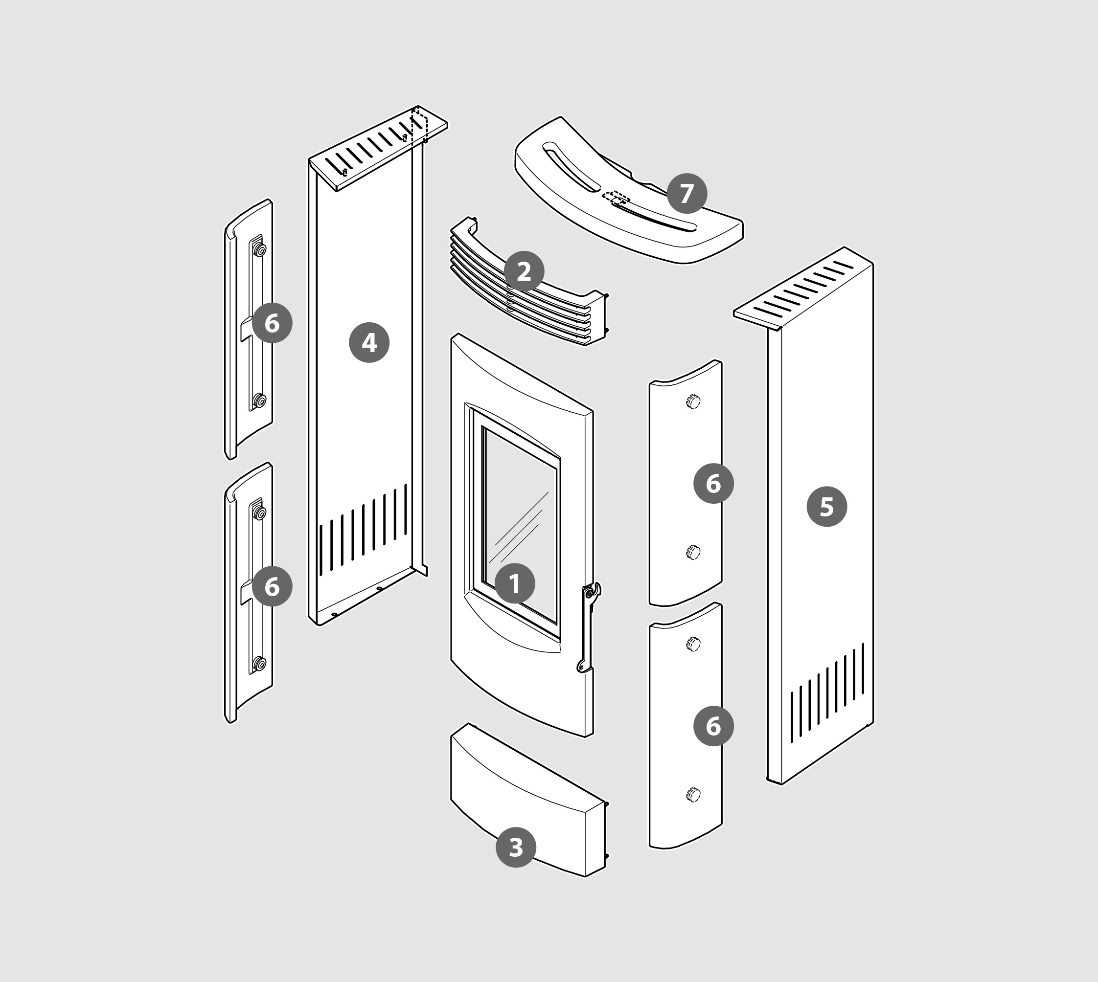 Vue éclatée Kit Habillage DUAL-2 (faïence) blanc poli - 2062916134