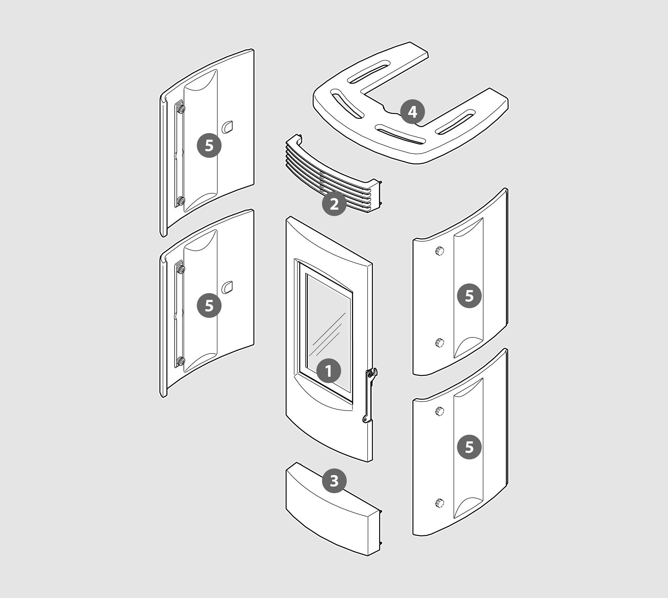 Vue éclatée Kit Habillage CLASSIC-2 (faïence) blanc poli - 2062916234