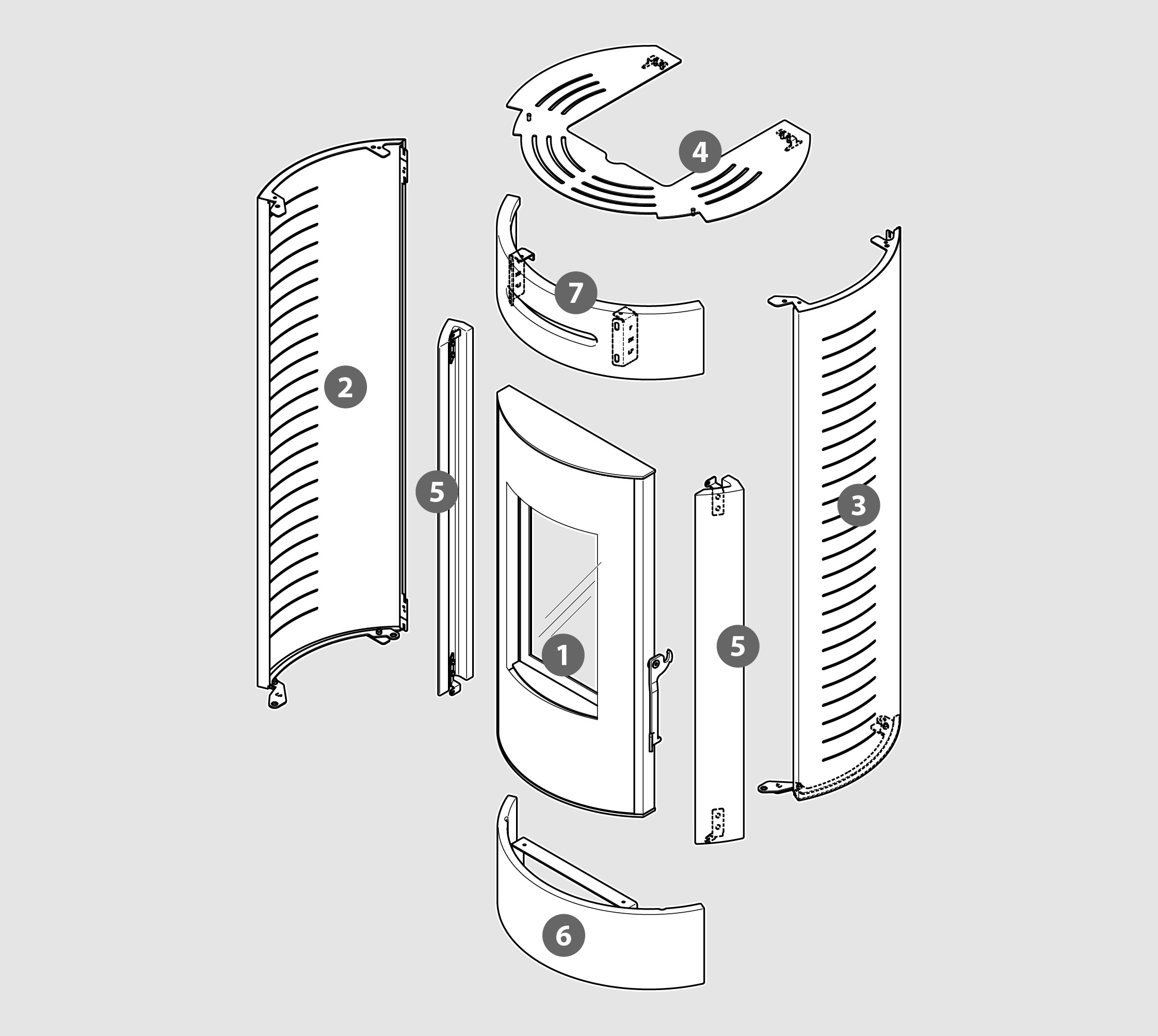 Vue éclatée Kit Habillage ILE-2 (faïence) gris - 2062916438