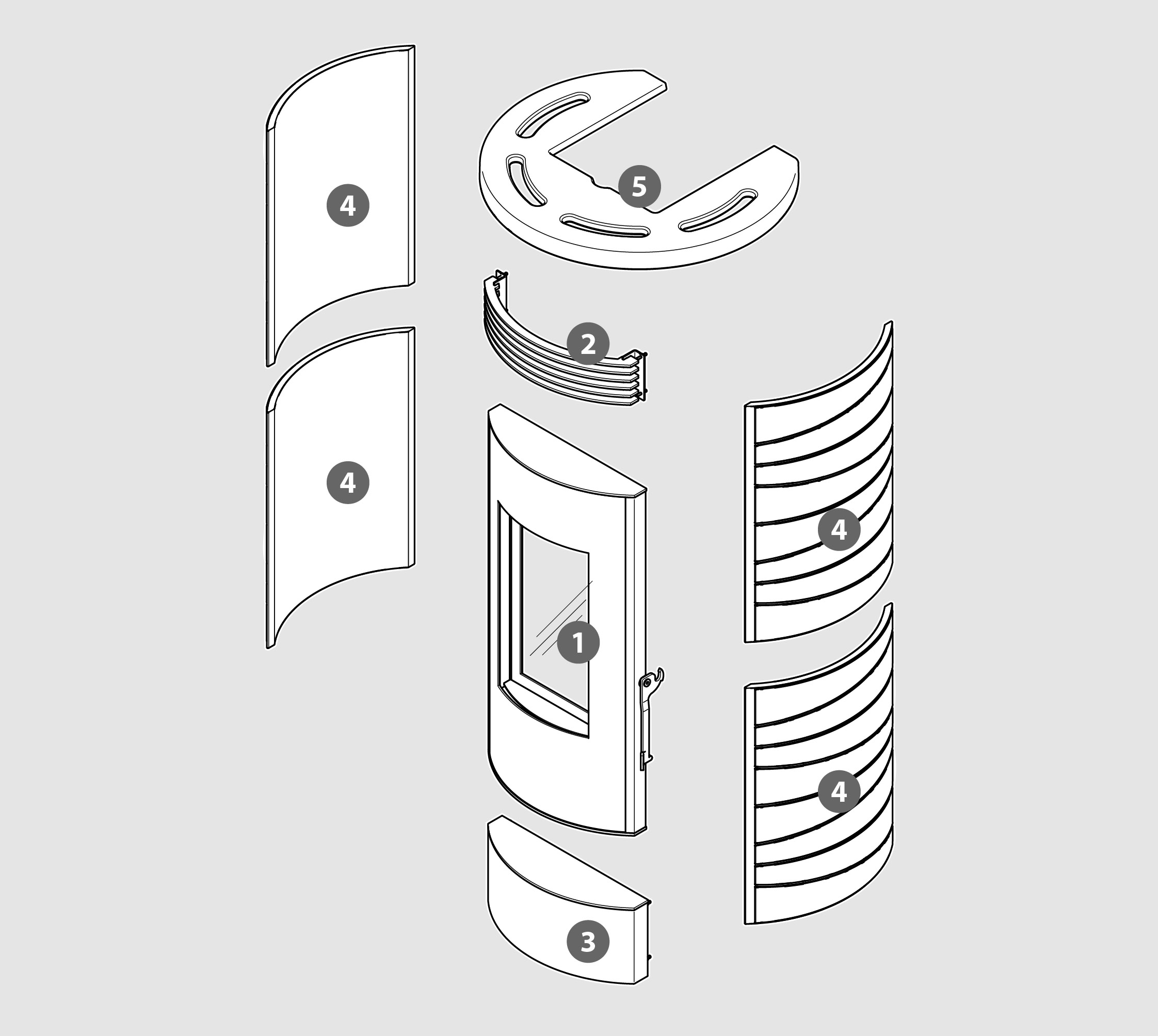 Vue éclatée Kit Habillage DRUM-2 (faïence) gris - 2062916538