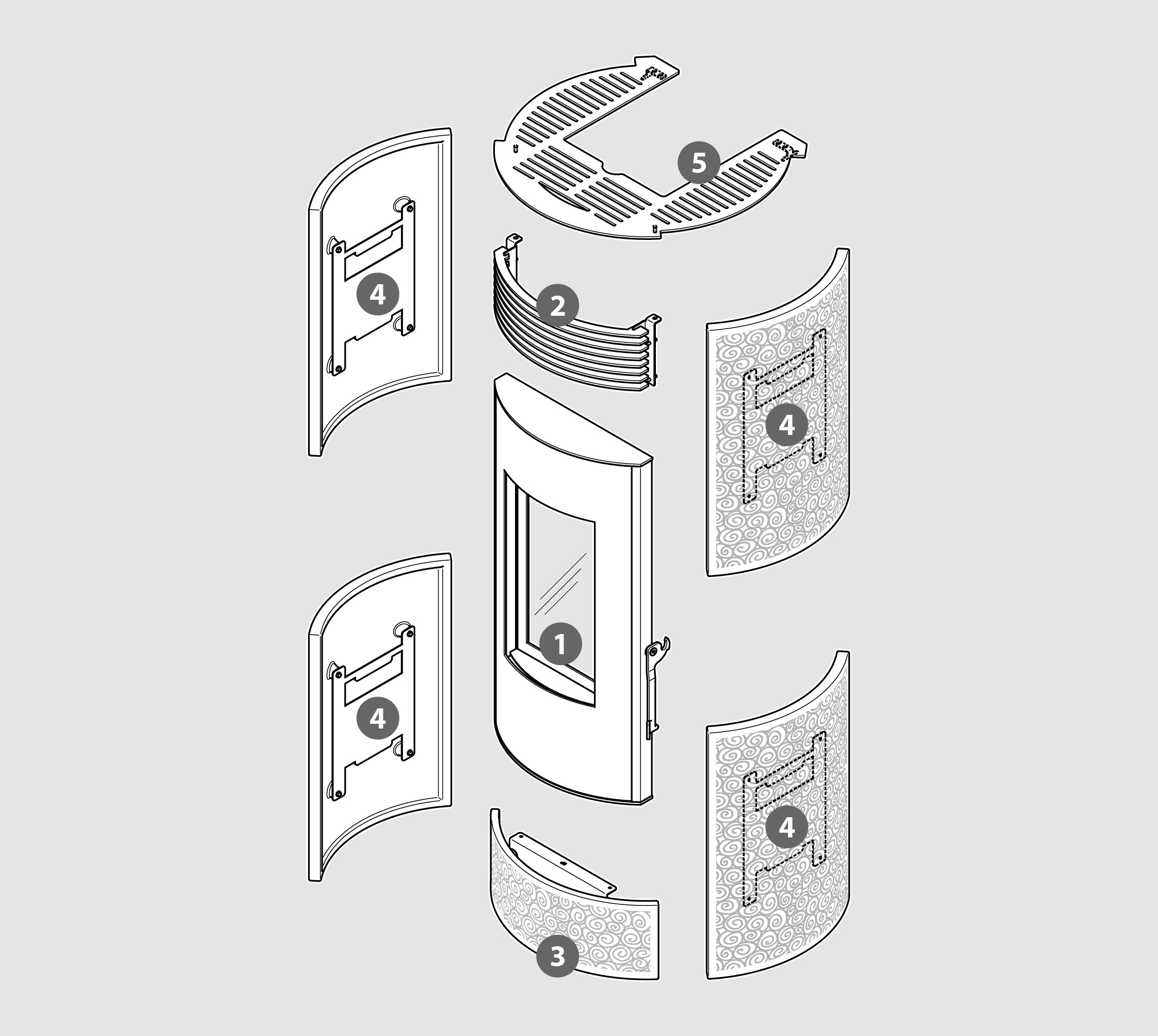 Vue éclatée Kit Habillage HAN-2 (faïence) gris - 2062916738