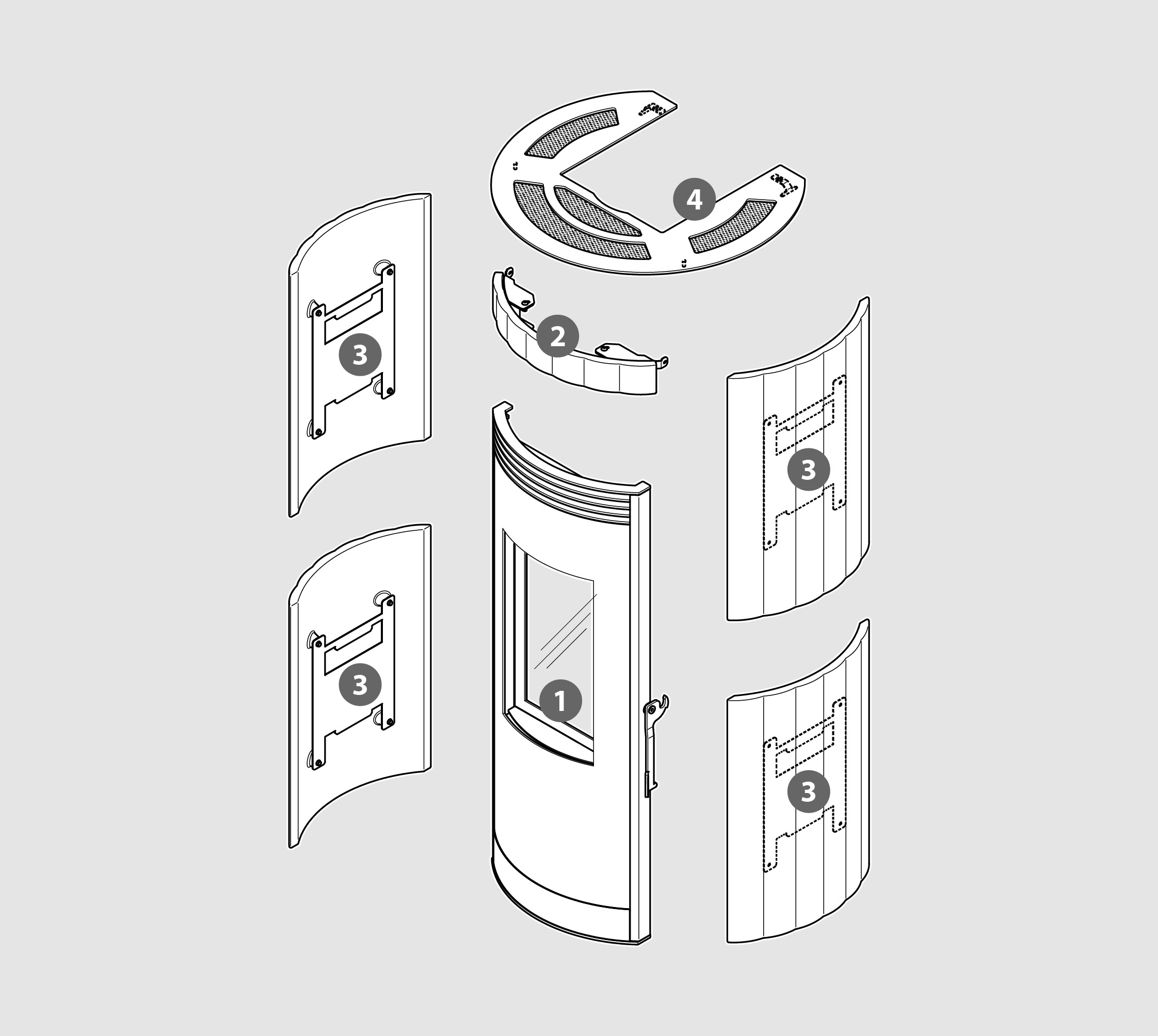 Vue éclatée Kit Habillage GLOBUS (faïence) noir opaque - 2062916832