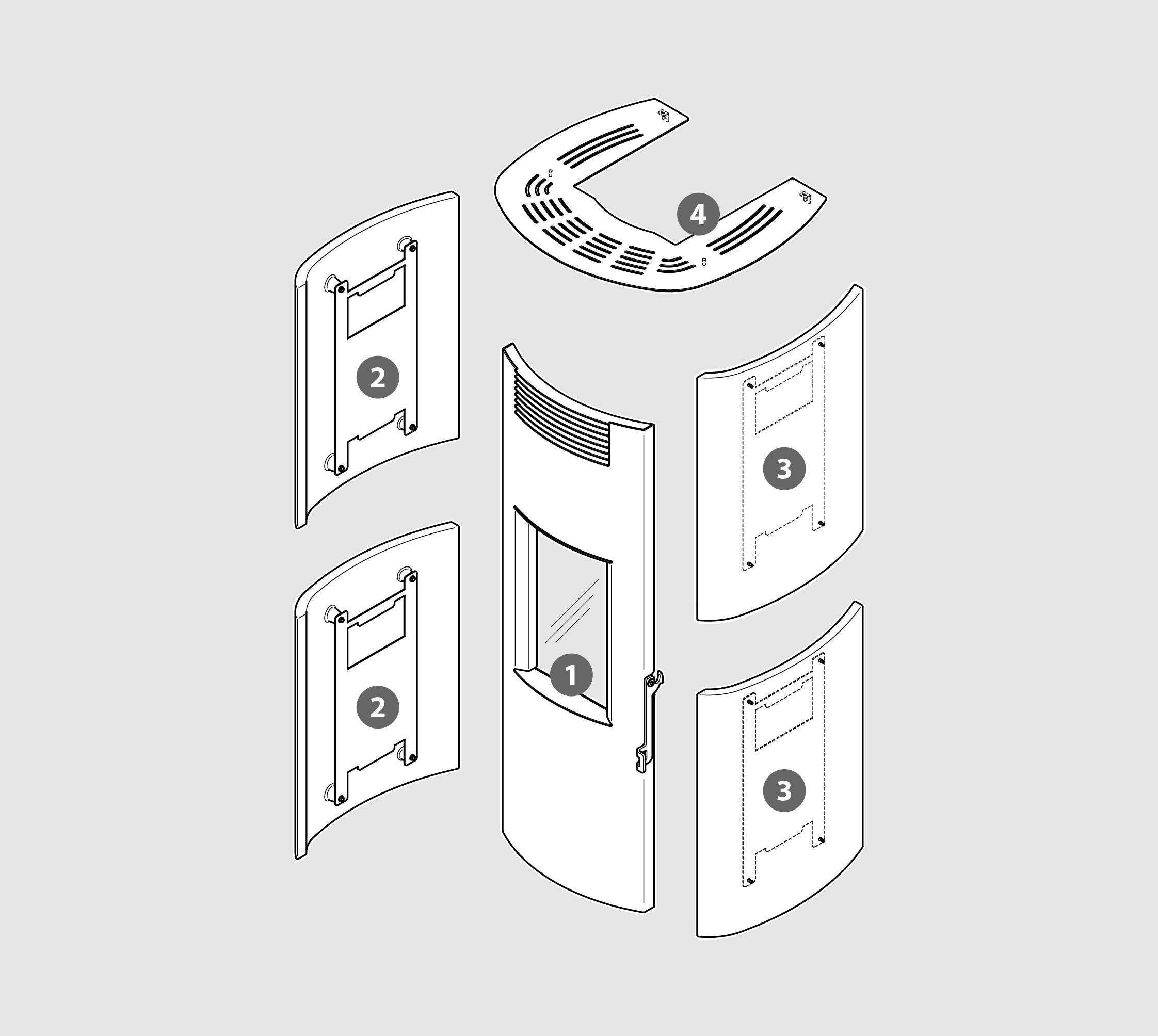 Vue éclatée Kit Habillage CLEVER (faïence) bordeaux poli - 2062918633