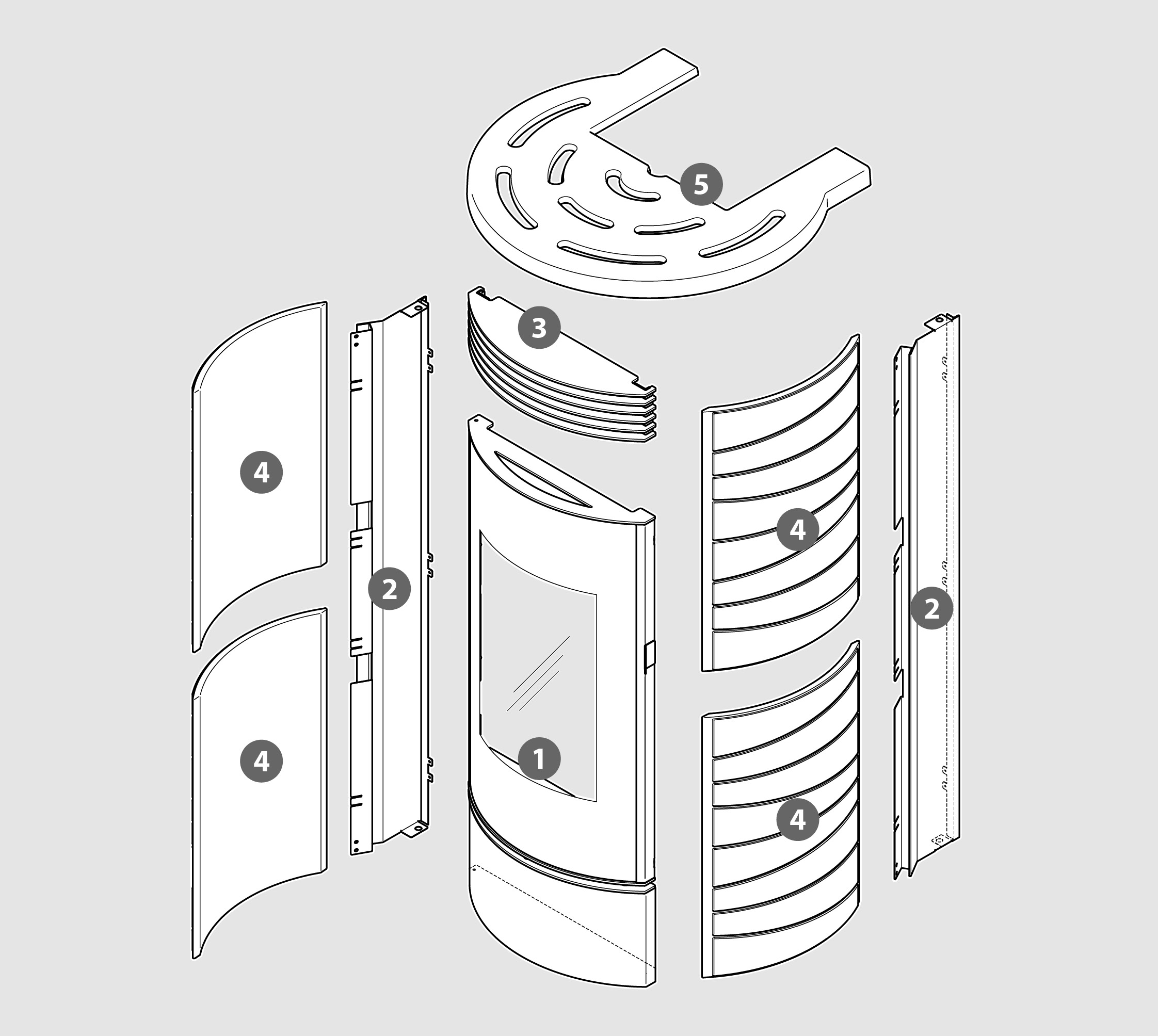 Vue éclatée Kit Habillage DRUM ED (faïence) gris - 2062919238