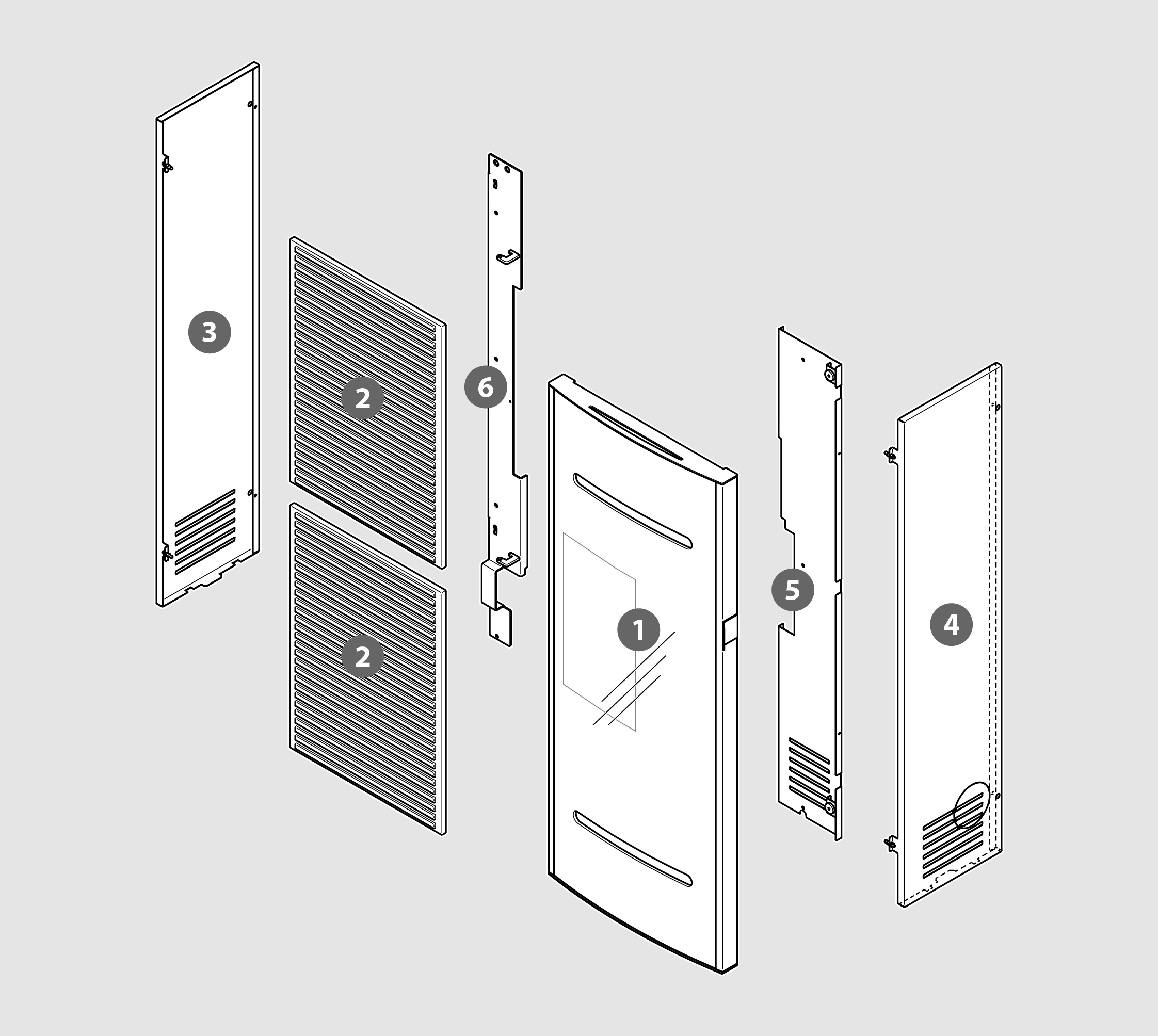 Vue éclatée Kit habillage ALBA (faience gris) - 2062920538