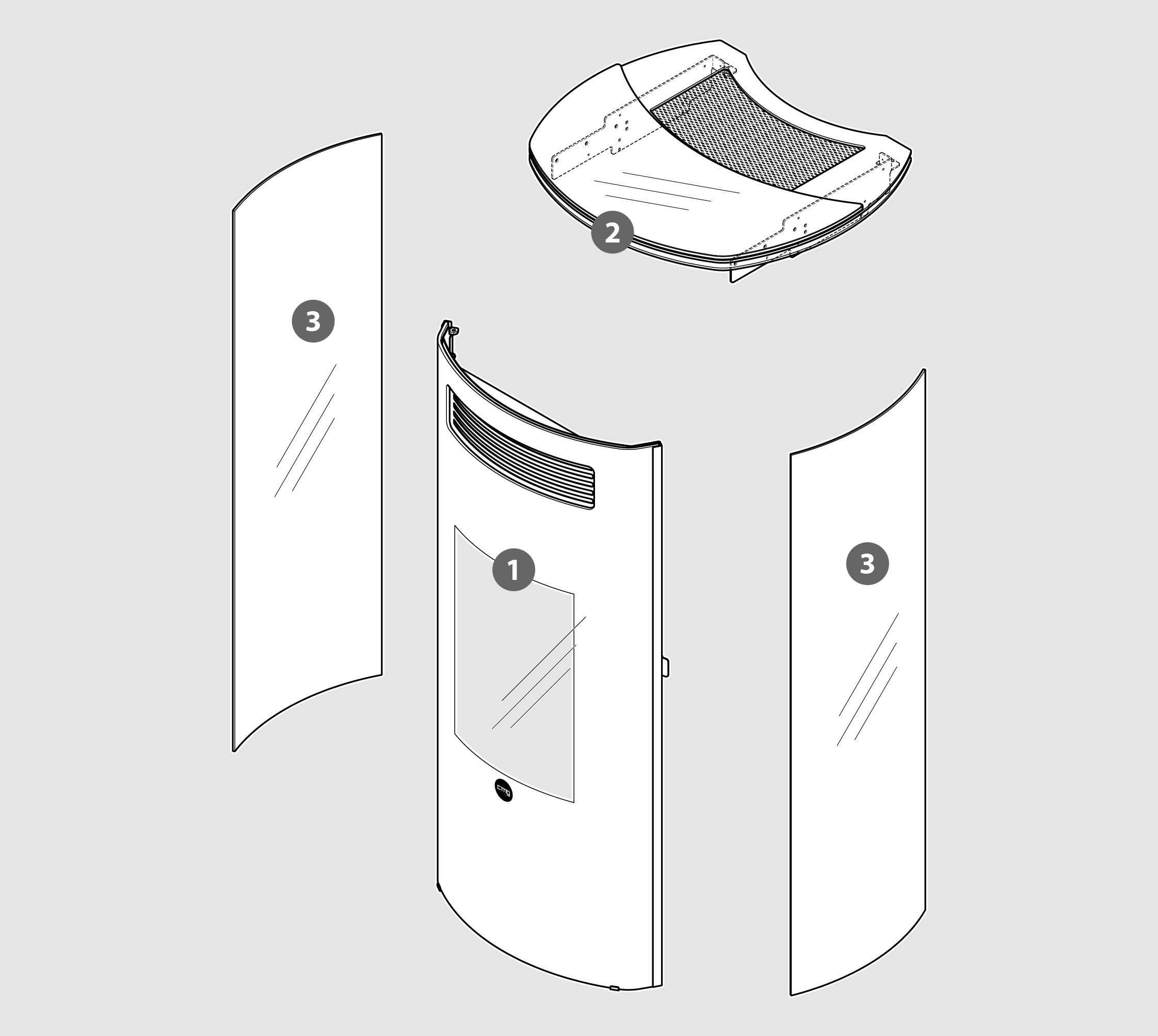 Vue éclatée Kit Habillage ADHARA ED (verre trempé) noir opaque - 2064919602C