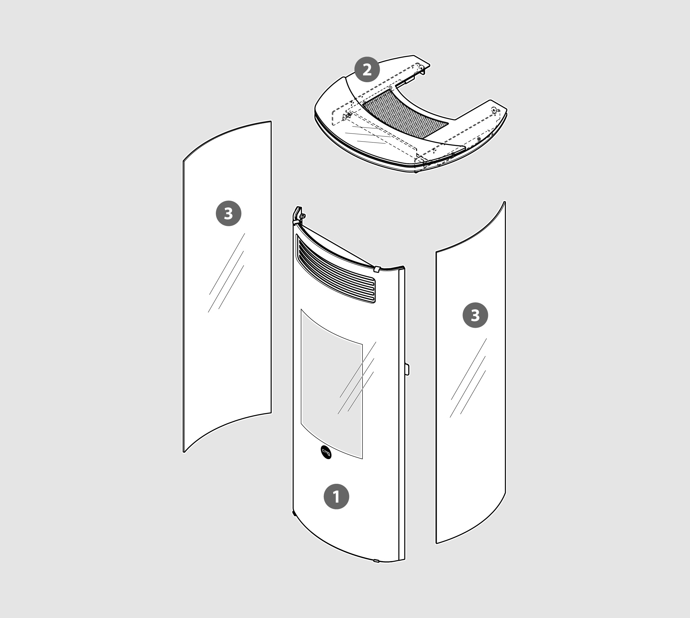 Vue éclatée Kit Habillage ADHARA (verre trempé) noir opaque - 2064919702C