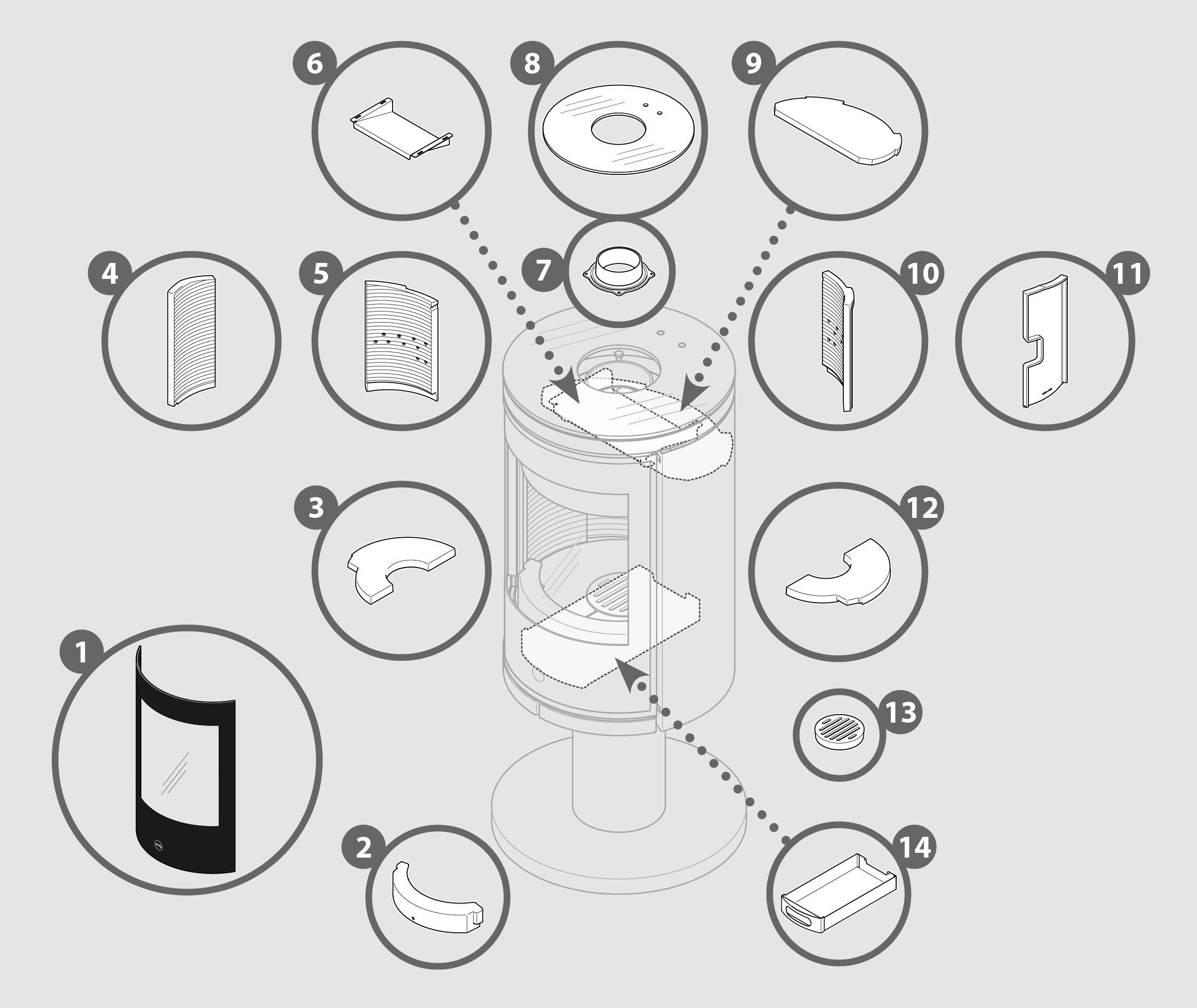 Vue éclatée TEEVA PIEDESTAL - 7040051500C